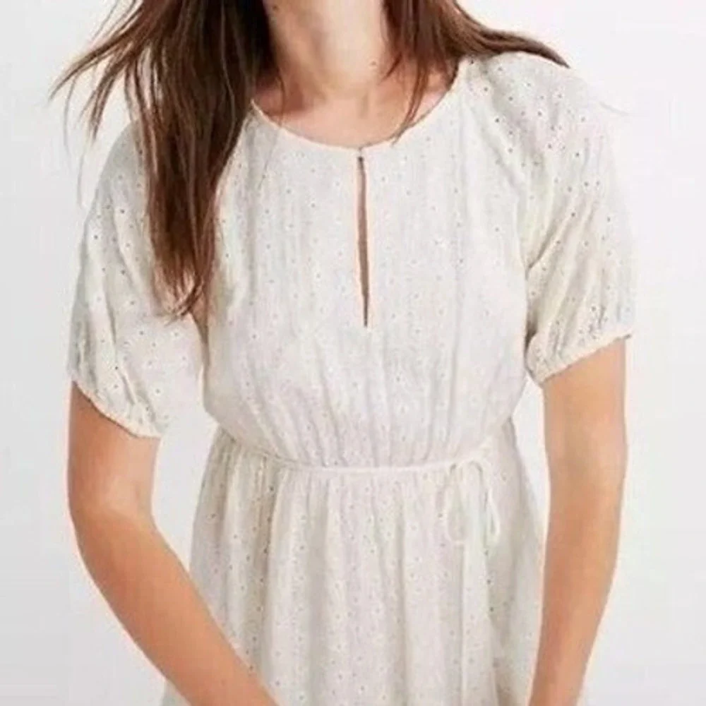 Madewell Eyelet Floral Tassel-Tie Dress 4 Milkmaid Prairie Romantic Cottagecore - Picture 2 of 13